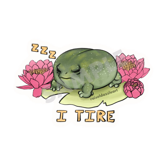 I Tire Frog Sticker